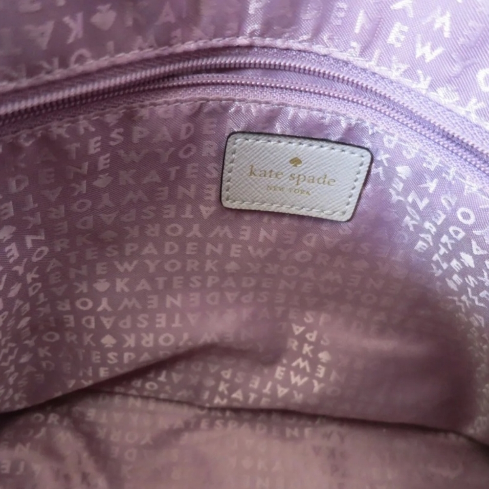 Kate Spade Haven Lane Gold Glitter Lite Purple Grey stripe Tote Shoulder Bag - Picture 5 of 6